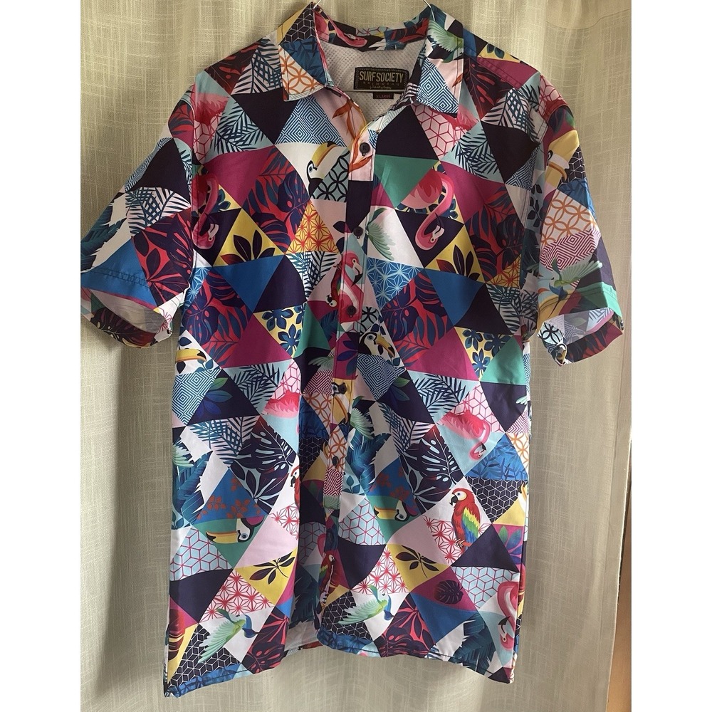 Surf Society Men's Hawaiian shirt swimwear  drill clothing Co tropical sz XL